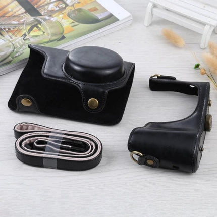 PU Leather Protective Case for Samsung Galaxy Cameras black PU leather camera case with detachable strap and snap closures