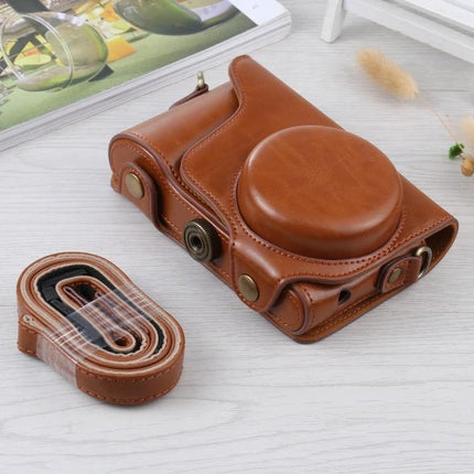 PU Leather Protective Case for Samsung Galaxy Cameras in brown PU leather with detachable strap, compact travel camera protective case