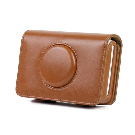 Solid Color PU Leather Protective Case for Polaroid Snap Touch Camera in brown, durable PU leather travel case protecting camera from dust and impacts