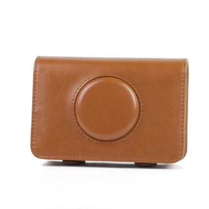 Solid Color PU Leather Protective Case for Polaroid Snap Touch Camera in tan brown, compact travel cover protecting camera from dust and impacts