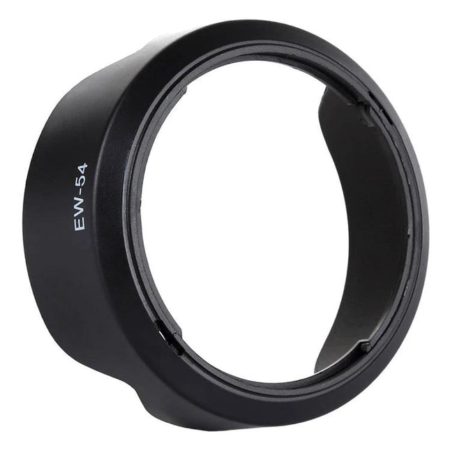 Lens Hood Shade for Canon EF-M 18-55 Camera Lens - black PVC lens hood (EW-54) protecting against flare, dust and bumps