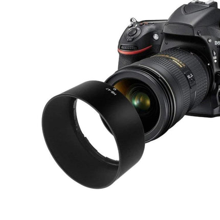 Lens Hood Shade for Nikon 50mm f/1.4G and f/1.8G Lenses mounted on DSLR blocking stray light and protecting lens
