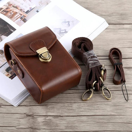PU Leather Protective Case for Cameras with Hand Straps brown vintage camera cover with detachable straps for Canon G7X II and Sony RX100