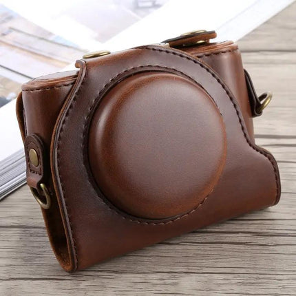 Soft PU Leather Camera Case with Strap for Sony Cameras