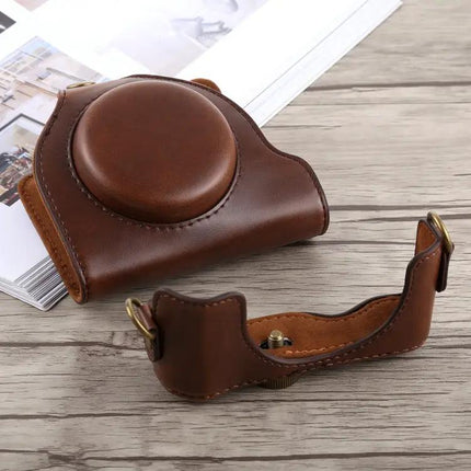 Soft PU Leather Camera Case with Strap for Sony Cameras