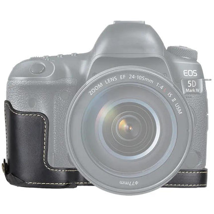 Protective PU Leather Half Case with Thread for Canon Cameras