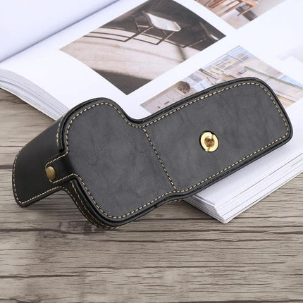 Protective PU Leather Half Case with Thread for Canon Cameras in black PU leather with brass screw mount