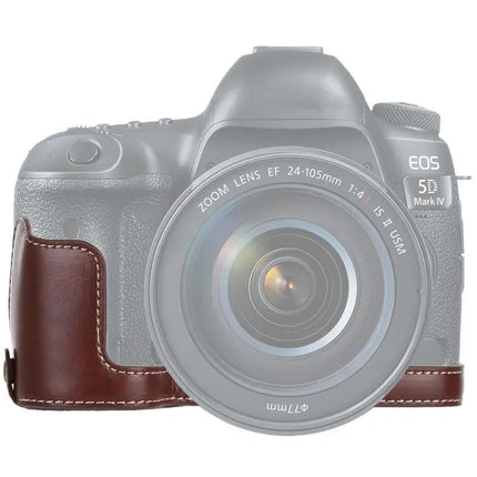 Protective PU Leather Half Case with Thread for Canon Cameras