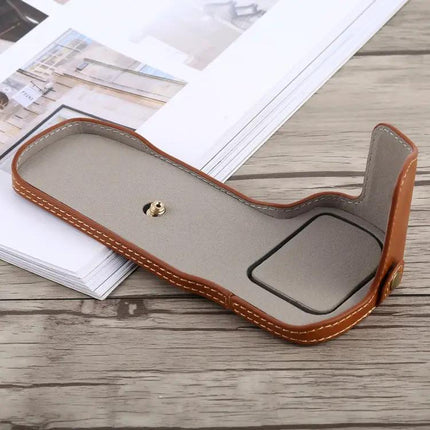 Protective PU Leather Half Case with Thread for Canon Cameras