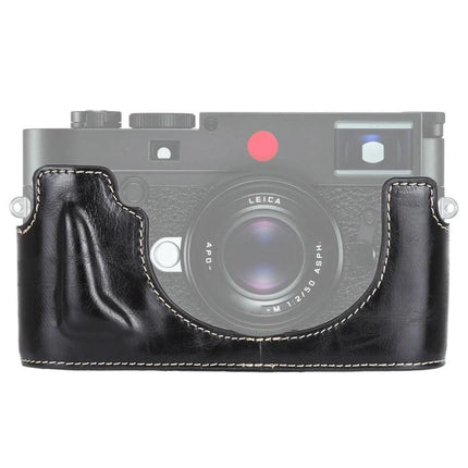 Durable PU Leather Half Case for Digital Camera Protection – black PU leather half case on a rangefinder camera, protects against dust and scratches