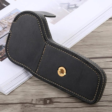 Classic PU Leather Protective Half Case for Canon DSLRs - black stitched half-body camera case with tripod mount