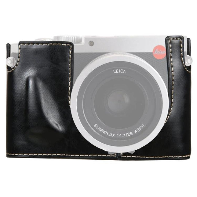 PU Leather Half Case with 1/4 Inch Thread for Leica Q Camera - black PU leather half case protecting Leica Q, quick access and 1/4 inch tripod thread