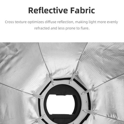 Triopo 90cm Octagon Softbox for Flash Photography Diffusion reflective inner fabric and 8‑pole frame showing octagon ring and reflective silver panels