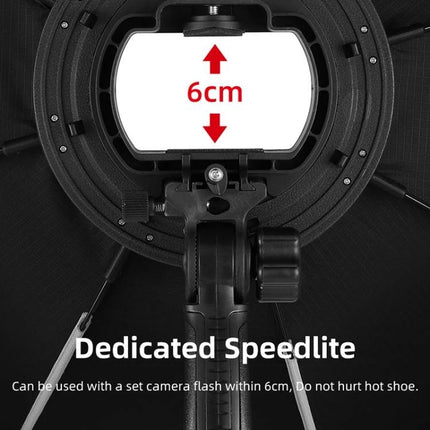 Triopo 90cm Octagon Softbox for Flash Photography Diffusion showing 6cm dedicated speedlite mount and 8-pole frame for on-camera flash