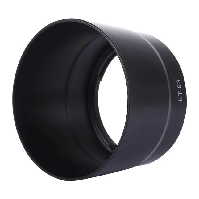 Lens Hood Shade for Protecting Canon Camera Lenses from Light and Debris - black PVC lens hood ET-63, reduces flare and shields from dust and rain