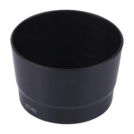 Lens Hood Shade for Protecting Canon Camera Lenses from Light and Debris - black PVC ET-63 lens hood protecting against flare, dust, and bumps