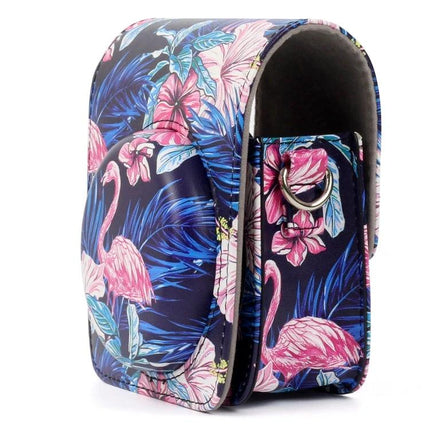 PU Leather Protective Case with Flamingo Pattern for Instax Cameras - compact PU leather camera case with flamingo print for Instax Mini90, scratch protection