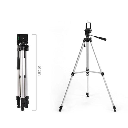 Aluminum Alloy Live Broadcast Tripod with Adjustable Height set up for smartphone live streaming, collapsible to 51cm for travel