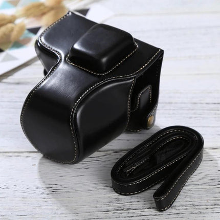 Durable PU Leather Camera Case with Adjustable Strap for Protection — black PU leather protective camera case with removable strap