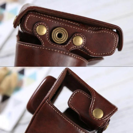 Durable PU Leather Camera Case with Adjustable Strap for Protection - brown PU leather protective camera pouch for travel and outdoor shooting