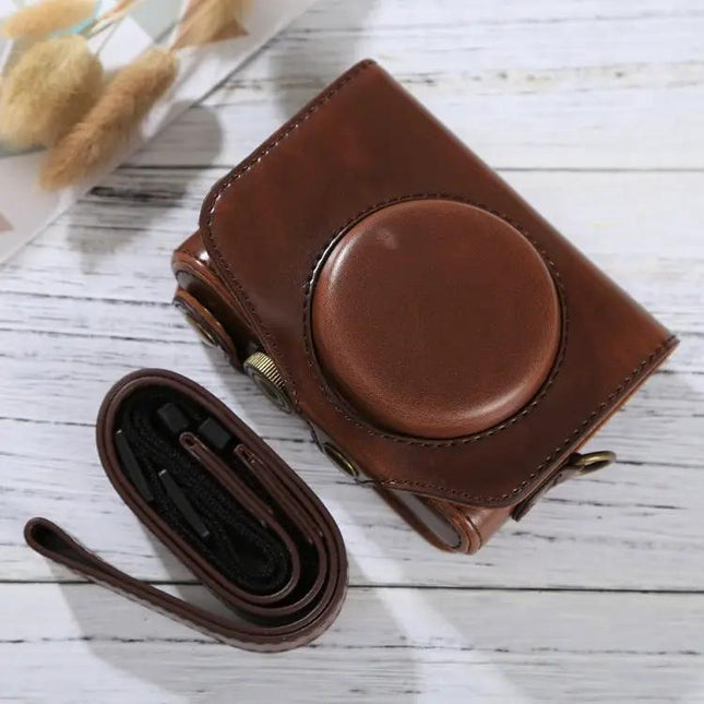 PU Leather Protective Case with Strap for Canon PowerShot Cameras | Syndmart