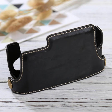 PU Leather Protective Half Case for Fujifilm X-E3 Camera black half-case with contrast stitching protecting camera body for travel and outdoor use