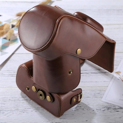 Full Body Soft PU Leather Protective Case for Nikon Cameras in brown, full-coverage camera cover with easy-access buttons and scratch-resistant finish