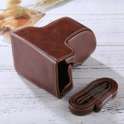 Durable PU Leather Protective Case for Digital Cameras with Strap brown vintage-style camera cover with detachable strap