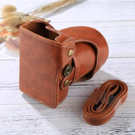 Durable PU Leather Protective Case for Digital Cameras with Strap