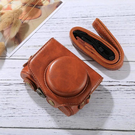 Protective PU Leather Camera Case for Canon PowerShot G7 X Mark II - brown fitted case with strap, dust and scratch protection (compact)