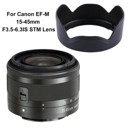 Lens Hood Shade for Canon Cameras, Offering Light Protection - PVC hood for Canon EF-M 15-45mm F3.5-6.3IS STM lens, blocks stray light and protects lens