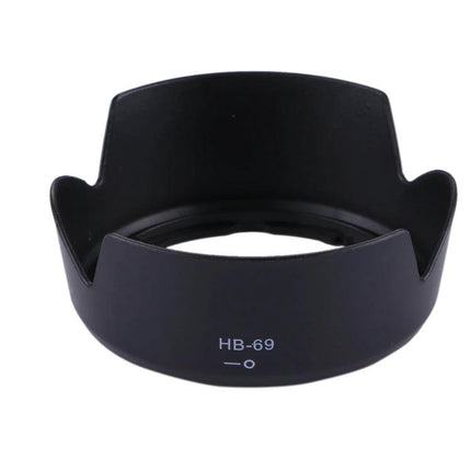 Stray Light Protection Lens Hood for Nikon 18-55mm Cameras — black HB-69 tulip hood blocking glare and protecting lens