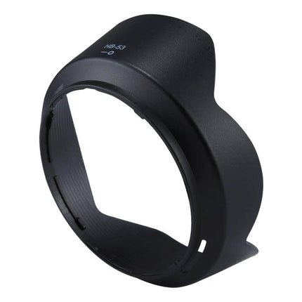 Lens Hood for Nikon Cameras, Shields from Stray Light and Debris - black PVC petal-shaped hood protecting lens from flare and debris