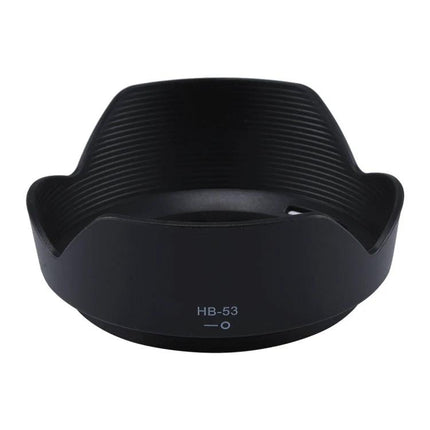 Lens Hood for Nikon Cameras, Shields from Stray Light and Debris - black PVC petal-shaped HB-53 lens hood protecting against flare and debris