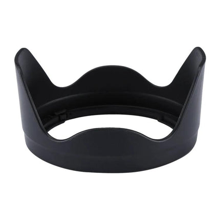 Lens Hood for Canon Cameras, Shields from Stray Light and Debris - black PVC petal hood protecting lens from flare, dust, and moisture