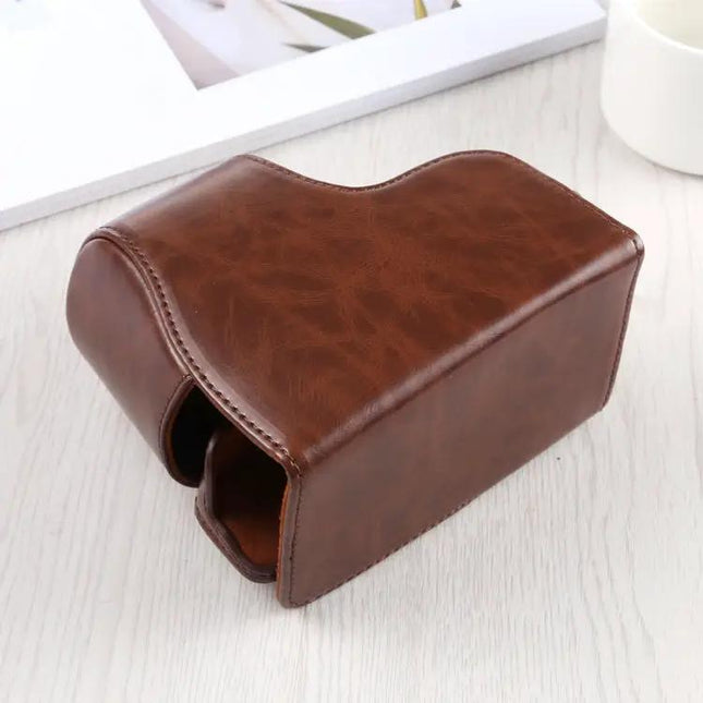 Durable PU Leather Protective Case for Sony A6400 with Strap | Syndmart