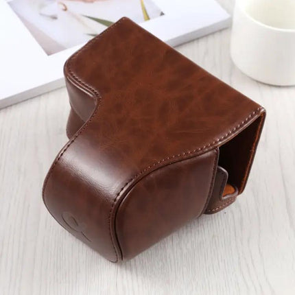 Durable PU Leather Protective Case for Sony A6400 with Strap