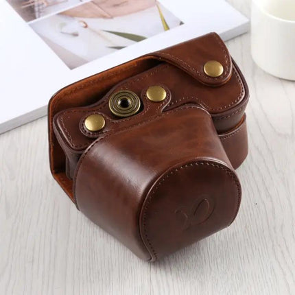 Durable PU Leather Protective Case for Sony A6400 with Strap