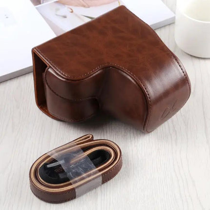 Durable PU Leather Protective Case for Sony A6400 with Strap