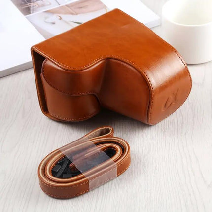 Durable PU Leather Protective Case for Sony A6400 with Strap