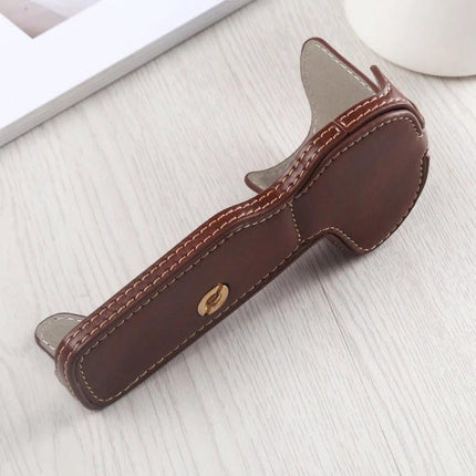 PU Leather Protective Half Case with Thread for Canon EOS R Camera in brown PU leather with contrast stitching, protective half-body cover