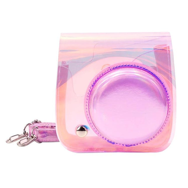 Transparent Symphony PVC Camera Bag for Fujifilm Instax Mini 11 pink iridescent transparent protective case with strap