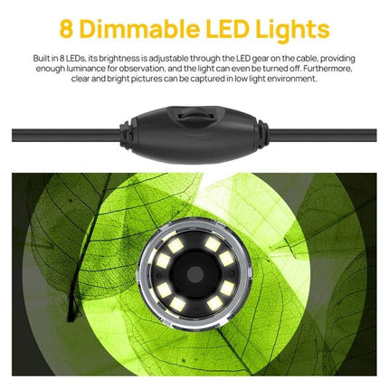 Ulefone uSmart C01 Wired Microscope for Armor Series Devices showing 8 dimmable LED lights and inline brightness control