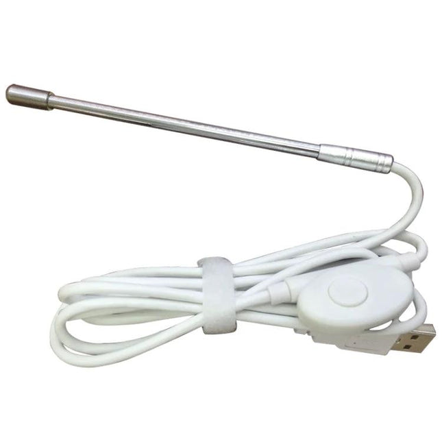 USB Digital Microscope for Close-Up Viewing with LED Illumination white USB probe with LED light and inline control for close-up computer inspection