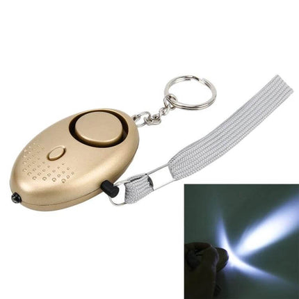 SINCOTE Portable Mini Personal Alarm for Women and Kids - gold compact keychain alarm with strap and built-in flashlight for safety