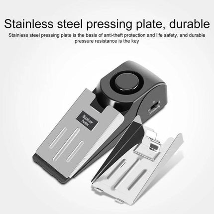 Wedge Shaped Door Stop Alarm for Home and Travel Security stainless steel pressing plate wedge alarm under-door security