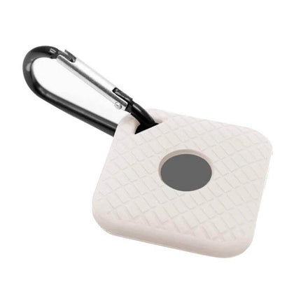 Silicone Protective Case for Tile Sport Bluetooth Tracker in white silicone with textured grip and carabiner attachment