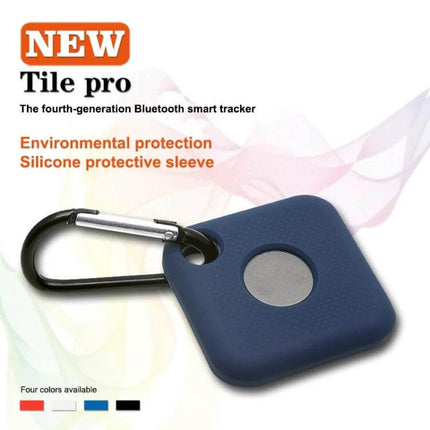 Silicone Protective Cover for Tile Pro Bluetooth Tracker navy silicone sleeve with carabiner protecting Tile Pro