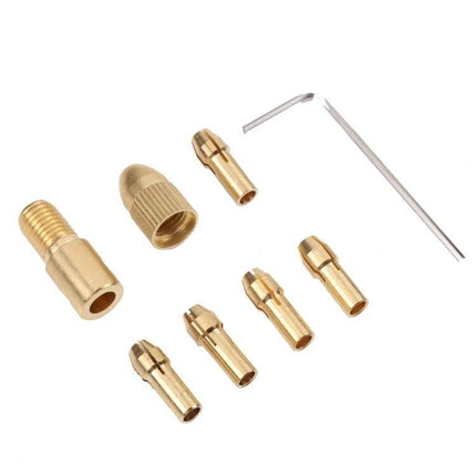 DIY Mini Chuck Fixture Clamp Drill Clip For Home Projects 8 In 1 copper mini chuck set with collets and wrench for model making and crafts