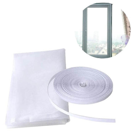 DIY Polyester Window Screen With Hook and Loop Fastener - white polyester mesh roll and hook-and-loop tape for tool-free window insect protection